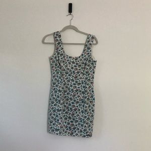 Vintage denim dress w/ floral print